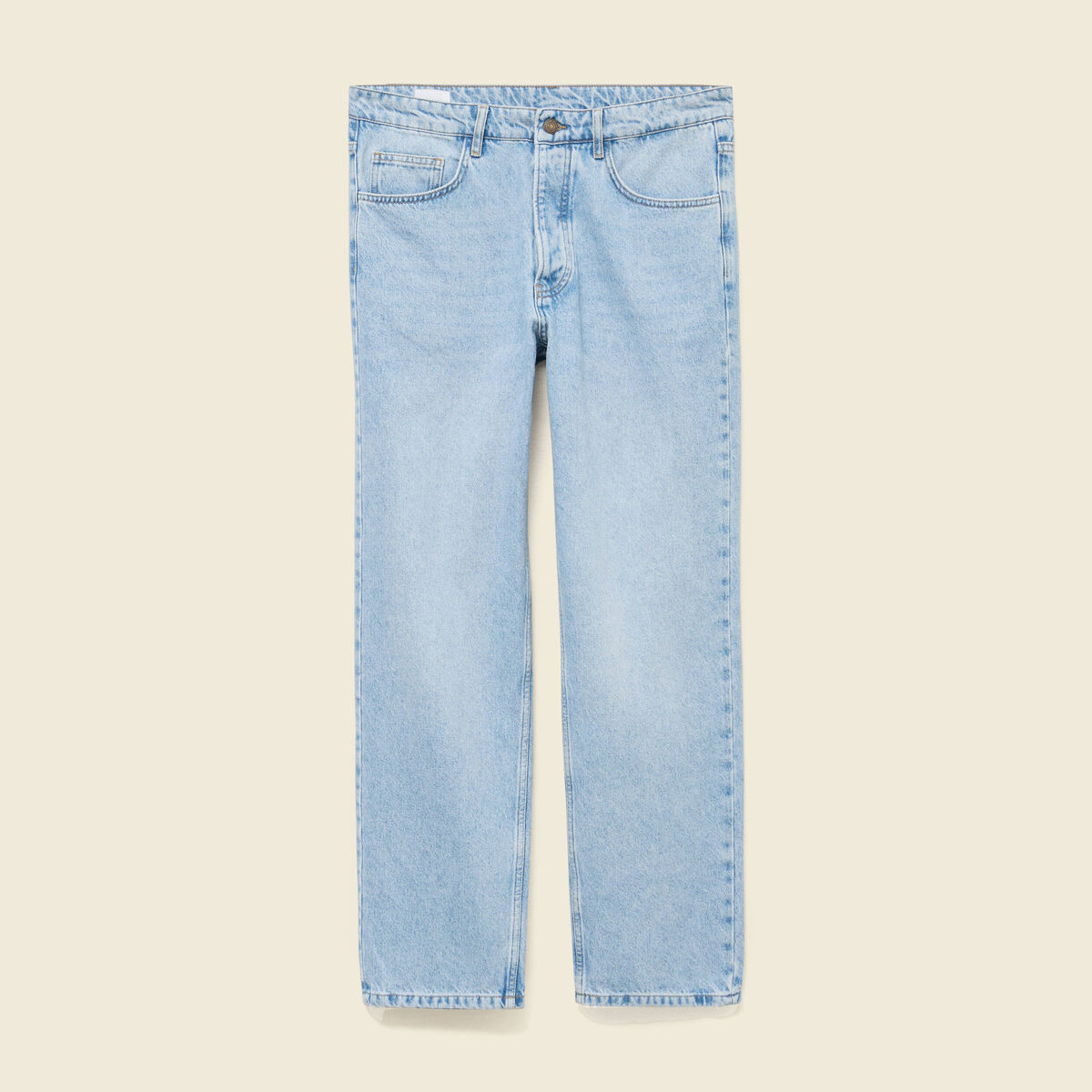 Jeans large longueur 32 en coton denim bleach homme