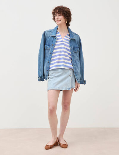 T-shirt manches courtes bleu ciel femme