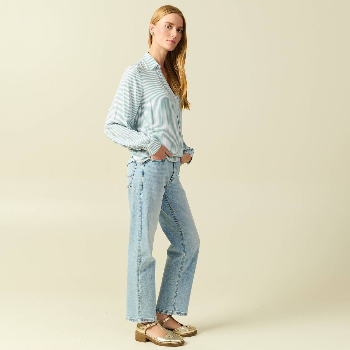 Blouse manches longues gris femme