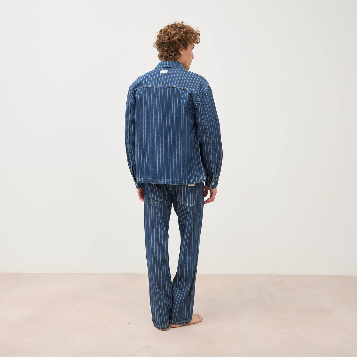 Surchemise oversize en jeans coton denim stone homme