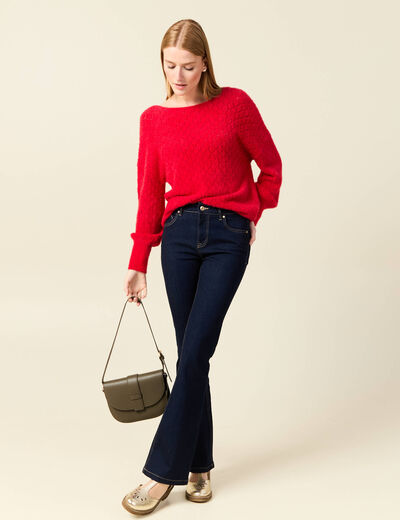 Pull manches longues rouge femme