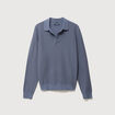 Pull droit col polo manches longues bleu gris homme
