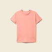 T-shirt cintr&eacute; col rond manches courtes rose corail femme