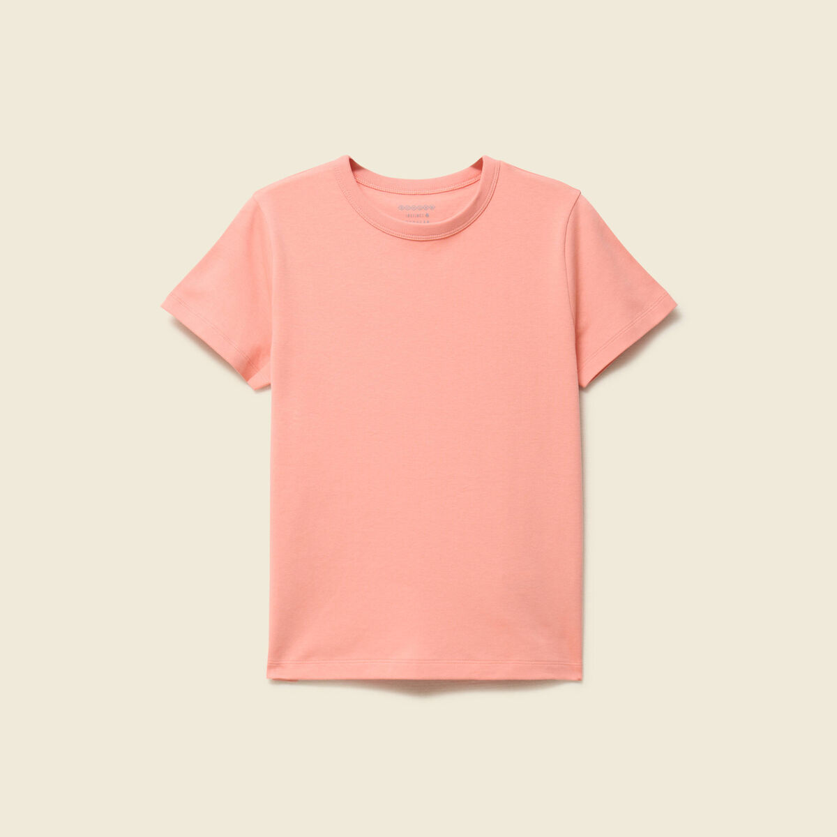 T-shirt cintr&eacute; col rond manches courtes rose corail femme