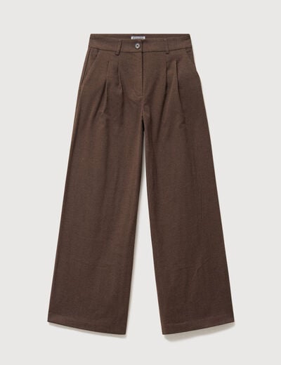 Pantalon large taille standard marron fonc&eacute; femme