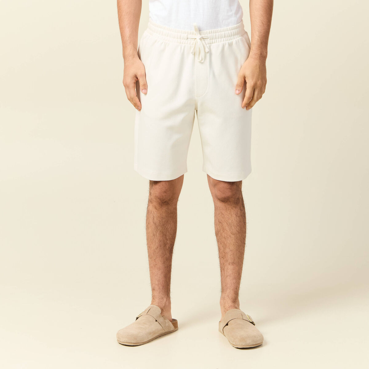 Bermuda droit élastiqué ecru homme