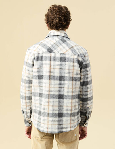 Surchemise oversize courte doubl&eacute;e gris homme