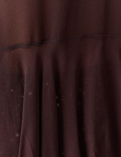 Blouse manches longues col ras de cou marron fonc&eacute; femme
