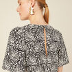 Blouse courte col v manches courtes noir femme