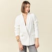 Veste esprit blazer droite ecru femme