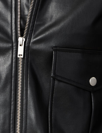Blouson simili cuir noir femme