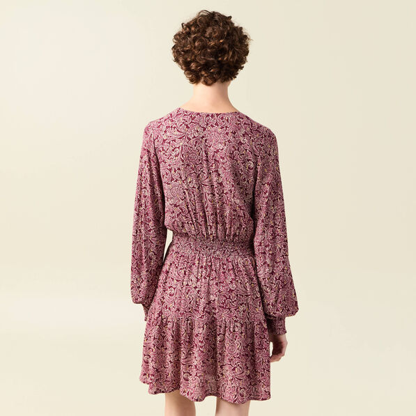 Robe évasée fluide bordeaux femme