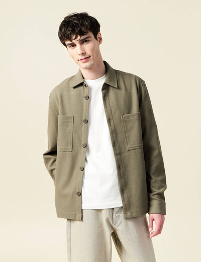 Surchemise manches longues vert kaki homme