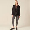 Veste blazer droite satin noir femme