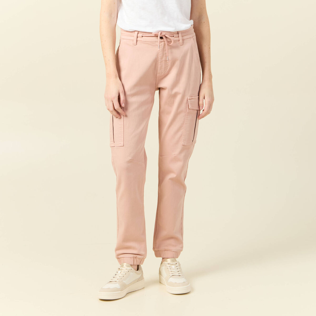 Pantalon cargo battle 7/8ème vieux rose femme
