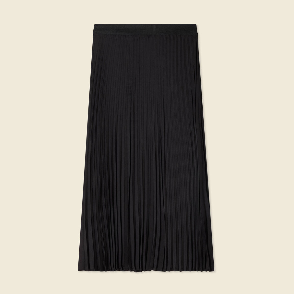 Jupe longue évasée plissée noir femme