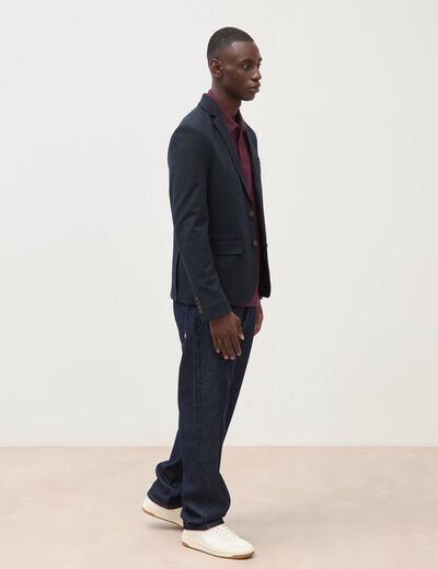 Veste blazer cintr&eacute;e bleu marine homme