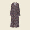 Robe chemise longue évasée bleu marine femme