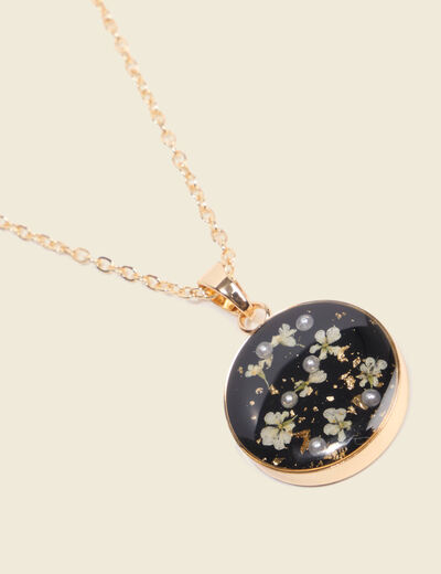 Collier avec pendentif noir femme