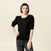 Pull manches courtes ajouré noir femme