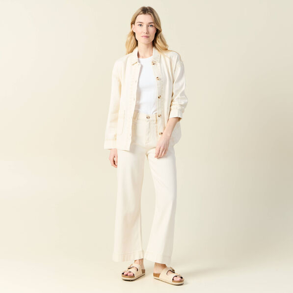 Pantalon large denim blanc femme
