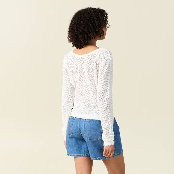 Gilet manches longues blanc femme