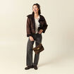 Bombardier court droit similicuir marron femme