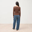 T-shirt cintr&eacute; manches longues marron fonc&eacute; femme