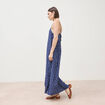 Robe longue fines bretelles col rond bleu marine femme