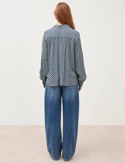 Blouse manches longues bleu marine femme