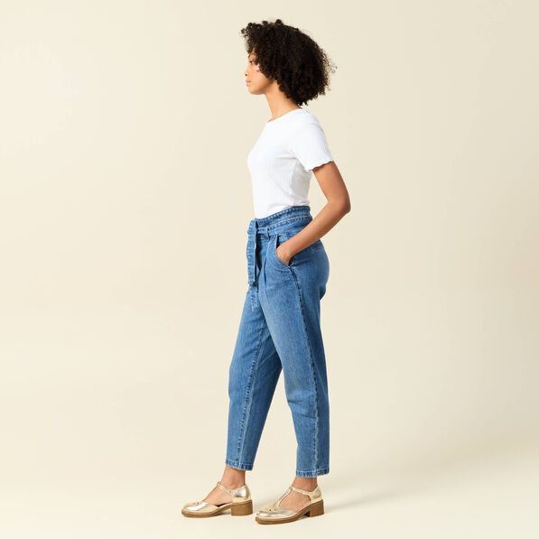 Jeans slouchy taille haute denim stone femme