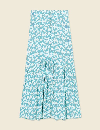 Jupe longue évasée fluide blanc femme