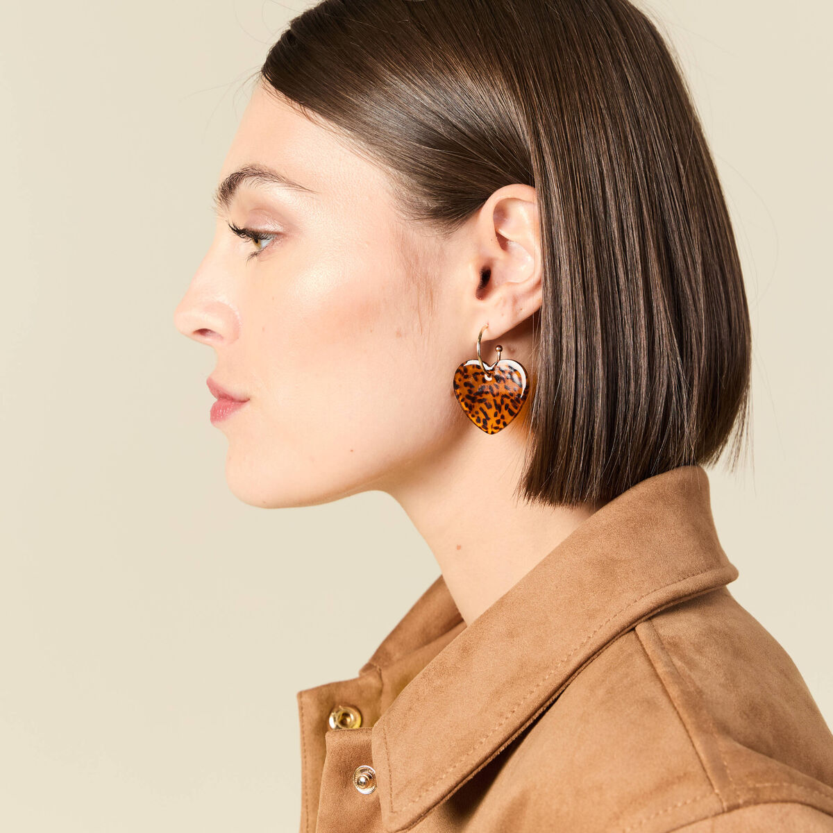 Boucles d'oreilles marron clair femme