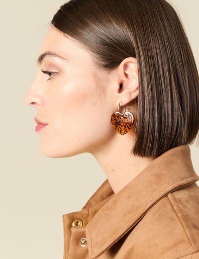 Boucles d'oreilles marron clair femme