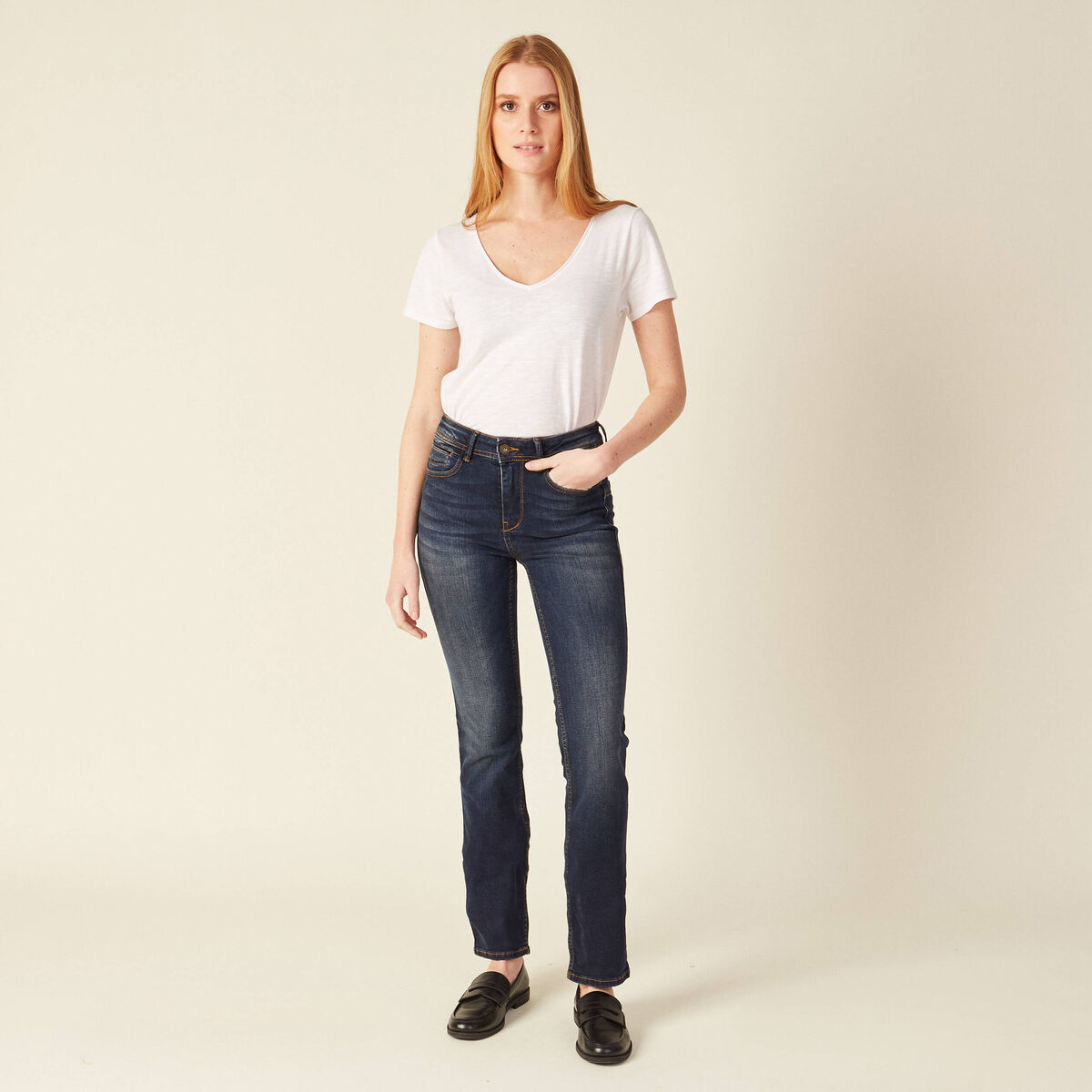 Jeans Demi - regular taille haute denim brut femme