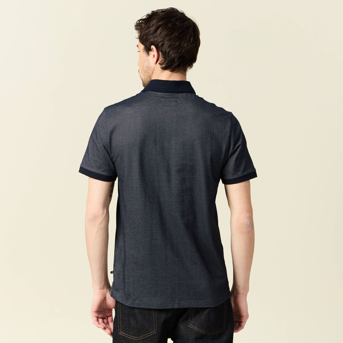Polo manches courtes bleu marine homme