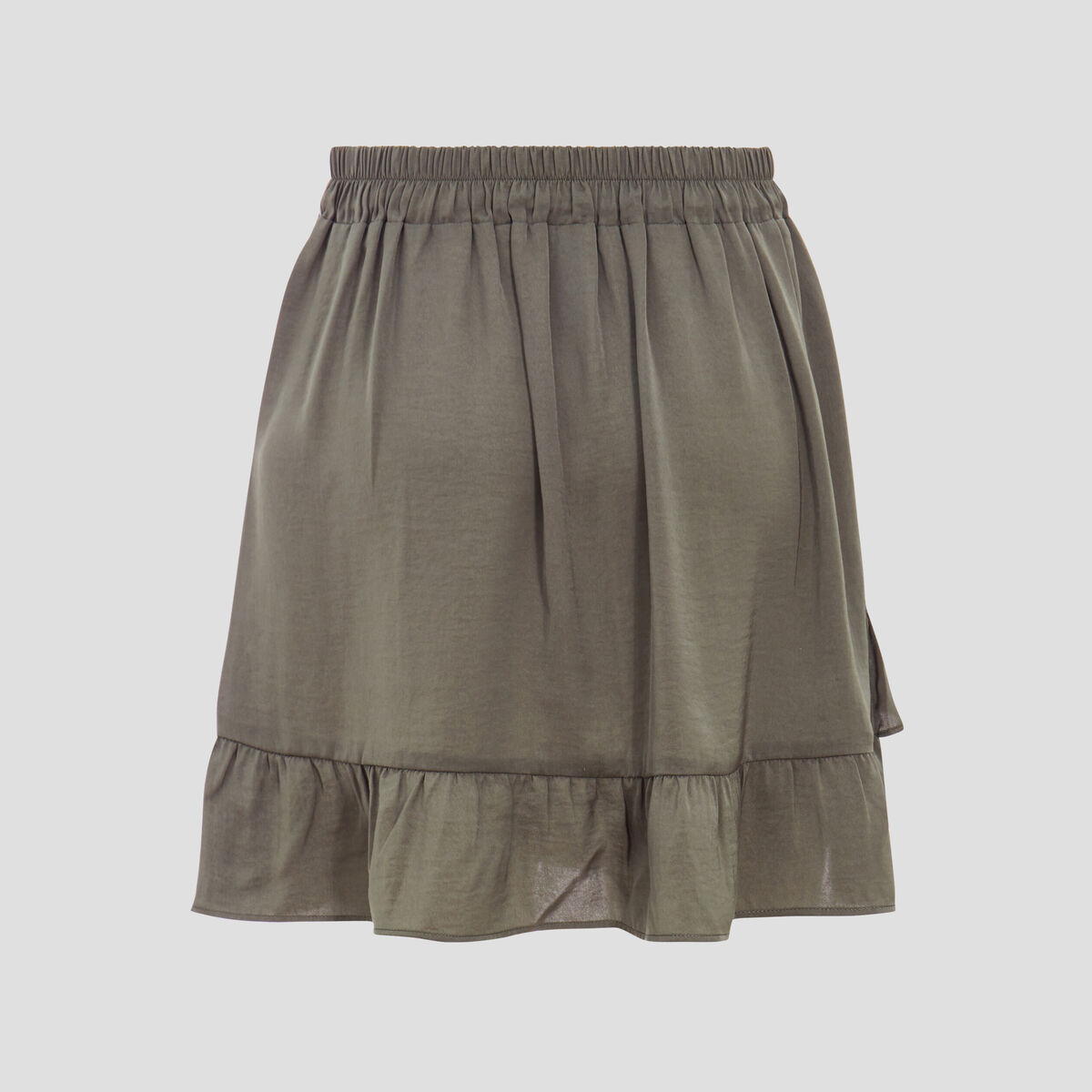 Jupe droite volantée vert kaki femme