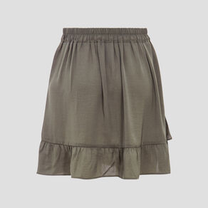 Jupe droite volantée vert kaki femme