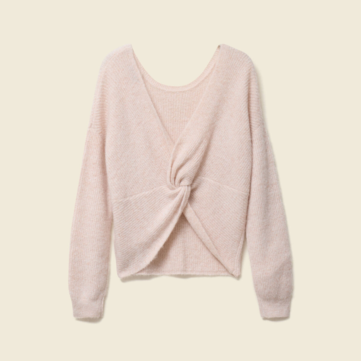 Pull r&eacute;versible manches longues col rond creme femme