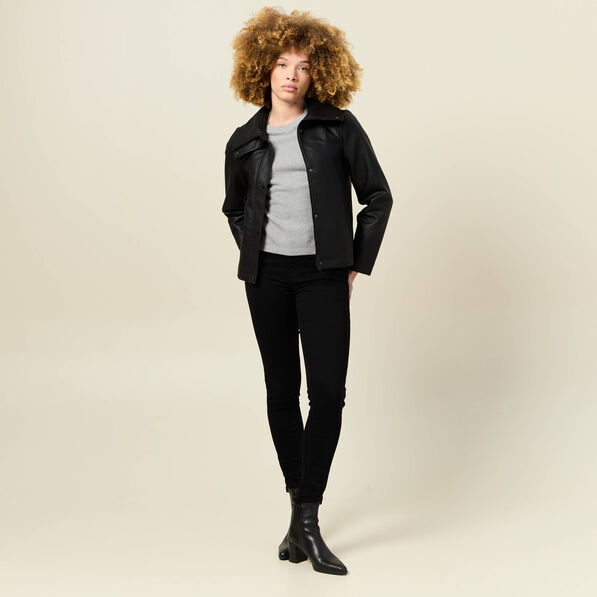 Blouson biker simili cuir noir femme
