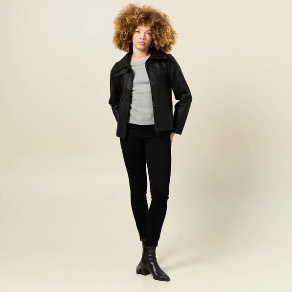 blouson biker simili cuir noir femme Blouson biker simili cuir noir femme