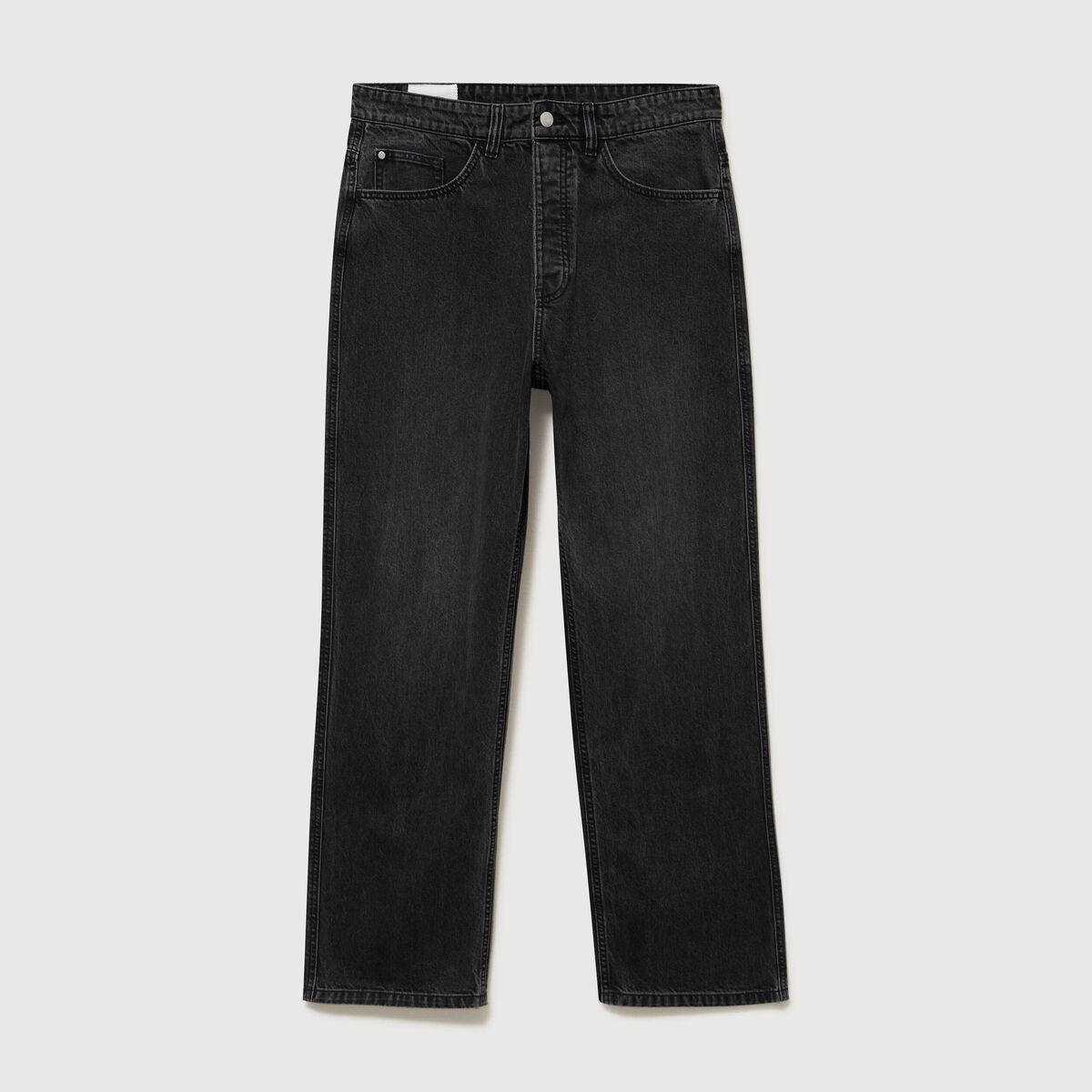 Jeans loose longueur 34 en coton denim snow noir homme