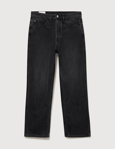 Jeans loose longueur 34 en coton denim snow noir homme