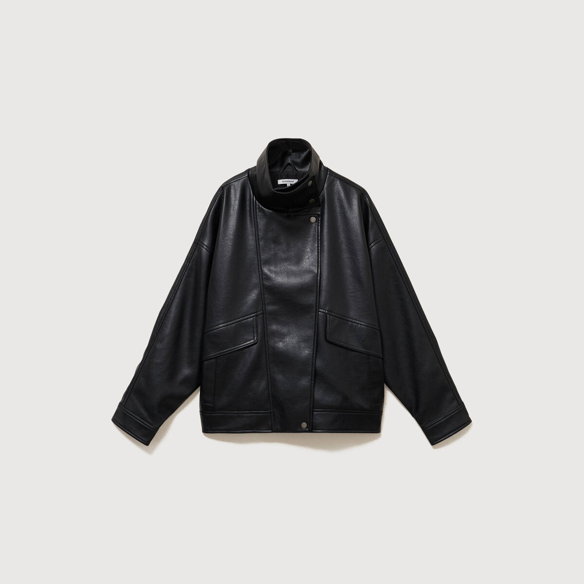 Blouson manches longues similicuir noir femme