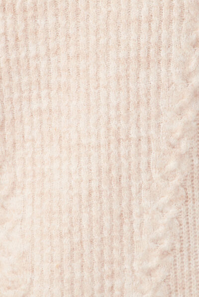 Robe pull droite torsades creme femme