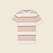 T-shirt ray&eacute; col rond manches courtes ecru homme