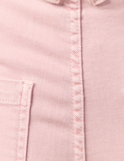 Pantalon large taille haute en jeans rose clair femme