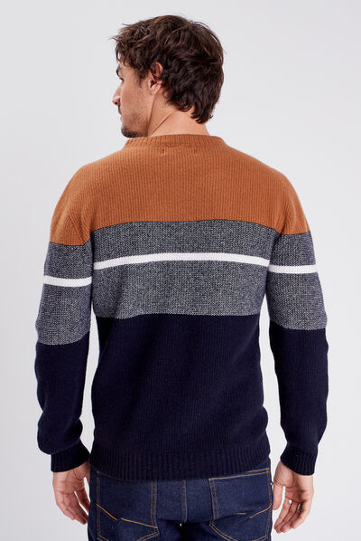 Pull manches longues marron homme