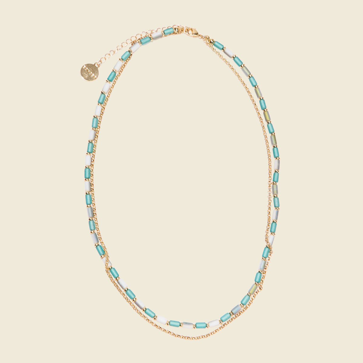 Collier 2 rangs avec perles vert pastel femme