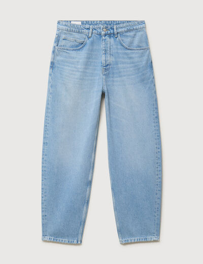 Jeans large longueur 32 en coton denim bleach homme